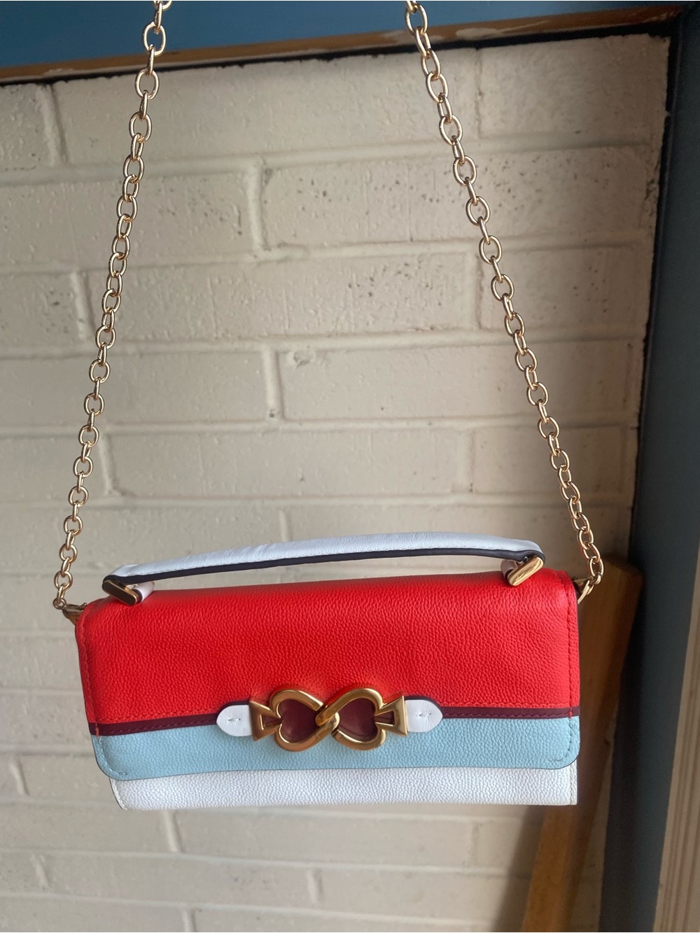 kate spade Colorblock Top-Handle Clutch and free make up bag!